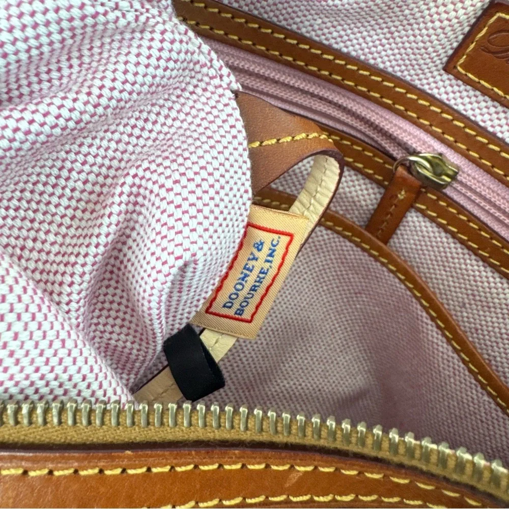 DOONEY & BOURKE Pebble Grain Leather Hobo Shoulder Handbag Tan Brown & Black